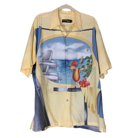 Tori Richard Airplane Window and Mai Tai Shirt - Rare - Picture 1 of 3